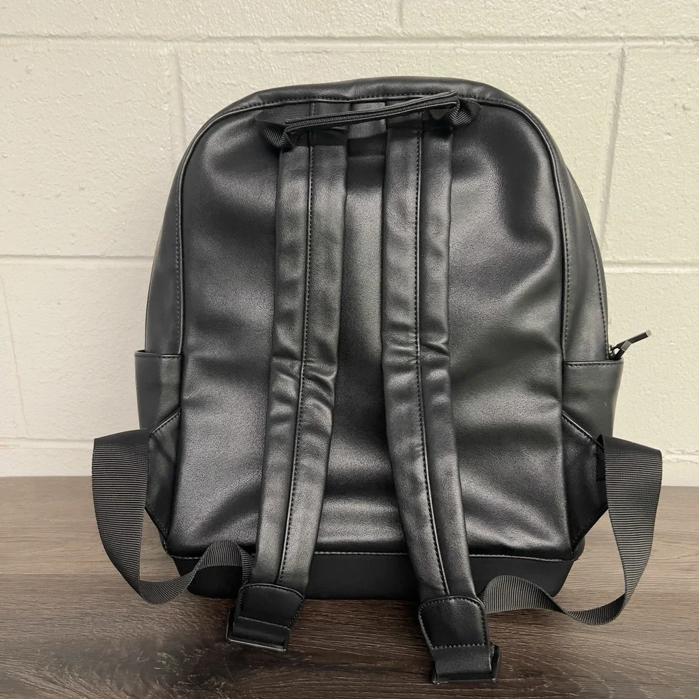 Moleskine Black Backpack Faux Leather Minimalist Laptop Bag Travel Daypack